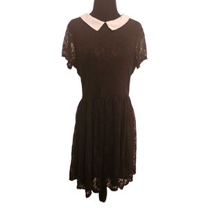 Black lace dress with white collar